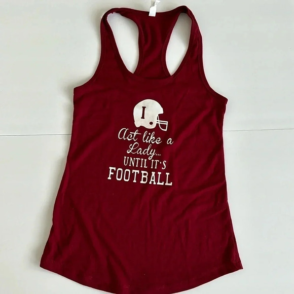 Deep Red Racerback Football Tank Sz SM - Picture 1 of 4